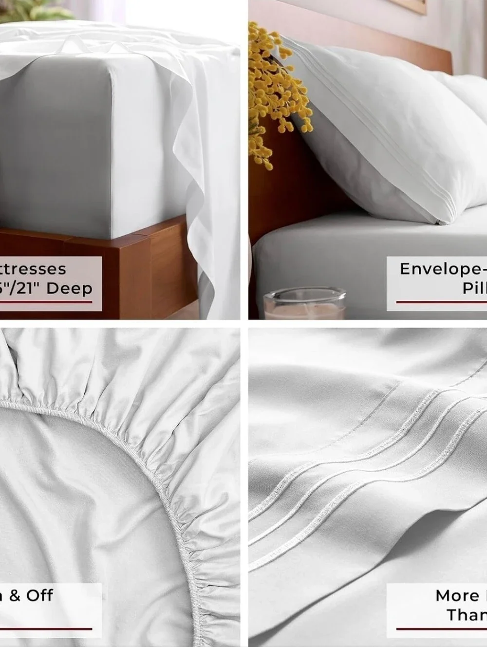 NEW! Mellanni Iconic 4-Piece, Ultra Soft Sheet Set King, White AWARD-WINNING